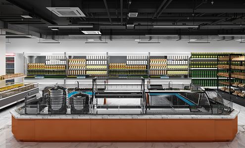 modern supermarket cooked food area 3d model