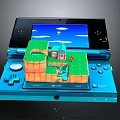 Blue Handheld Gaming Console With Screen Gameplay And 3D Scene Model 3d model
