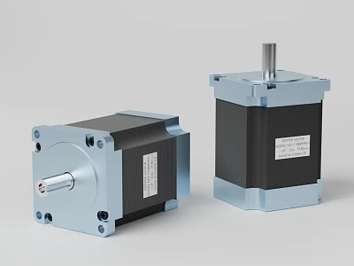High Precision Industrial Equipment Stepper Motors With Durable Metal Housing Black Coils And Labeled Parts 3d model