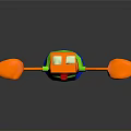 Cartoon Crab Character With Orange Claws Green Shirt And Blue Skirt In 3D Style