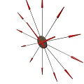 Tech Exhibition Hall Featuring Modern Star Shaped Clock With Red Pointers And Black Center