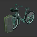 Gray City Bicycle With Front Basket Parking Stand And Green Logo