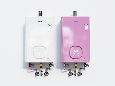 Vanward Daily Electrical Appliances Water Heaters with Digital Display Showing 68℃ in White and Pink 3d model