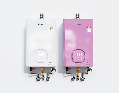 Vanward Daily Electrical Appliances Water Heaters with Digital Display Showing 68℃ in White and Pink 3d model