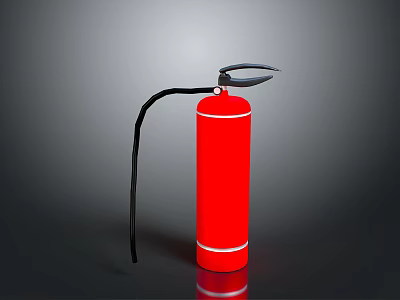 Red Fire Extinguisher With Black Hose And Nozzle Safety Equipment 3d model