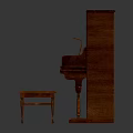 Wooden Upright Piano With Art Supplies Brushes And Pigment Containers