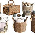 Braided Wicker Storage Baskets With Handles And Tassels For Organizing Logs Pillows And Blankets
