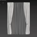 Elegant Patterned Striped Curtains With Sheer White Layers Tied Back At Window Interior