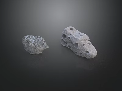 Natural Rockery Stones With Rough Surface And Hole Patterns For Garden Landscaping Design 3d model