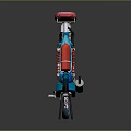 Cosmic Exploration Blue Monowheel Vehicle Featuring Red Seat And Engine Structure