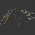 Natural Decorative Elements With Twigs Stones And Dried Leaves