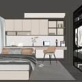 Modern Tatami Bedroom Interior Design With Natural Light Desk Chair And Wardrobe