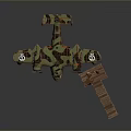Vintage Pirate Aircraft With Wooden Dock And Jolly Roger Flag Design