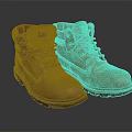 CAT Yellow Work Boots With Durable Leather Upper And Lace Up Design 3d model