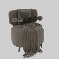 Beige Fabric Single Sofa With Decorative Pillow Blanket Wooden Legs And Multiple Color Options