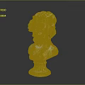 Classical Marble Bust Sculpture With Curly Hair And Decorative Base
