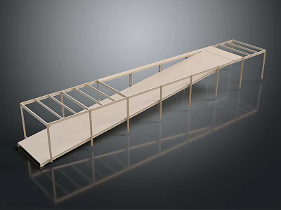 Sleek Long Platform Walkway Structure With Metal Frame And White Surface Design 3d model