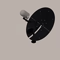 Industrial Parabolic Satellite Dish With White Feed Horn Mounted On Steel Bracket