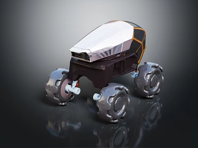 Futuristic Exploration Rover With Large Rugged Wheels And Metallic Geometric Body Design 3d model