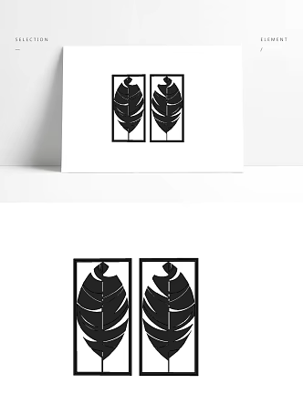 Modern Photo Frame Black Leaves Photo Frame 3d model
