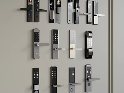 Various Smart Door Locks With Different Styles And Modern Security Features 3d model
