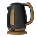 Practical Black And Wooden Daily Electric Kettle With Modern Handle Design