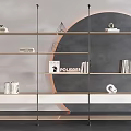 Nordic Style Cream Decoration Bookshelf Hanging Rack Storage Rack Display Rack Solid Wood Wall Hanging Bookshelf Italian Style Metal Bookshelf 3d model