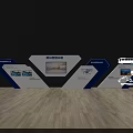 Investment Promotion Exhibition Area With Modern Hexagonal Display Boards And Project Information
