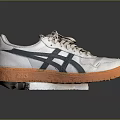 ASICS Classic White Sneakers With Blue Stripes And Orange Sole