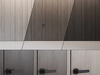 Modern Wooden Wall Decor With Geometric Panel Design For Contemporary Kitchen Interior 3d model