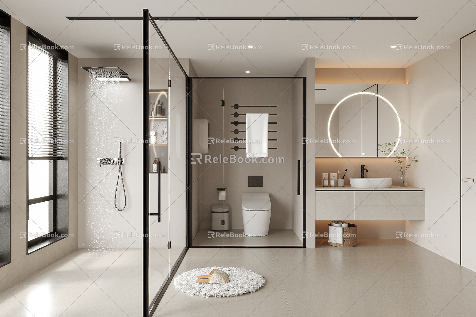 toilet sink shower shower bathroom mirror toilet 3d model