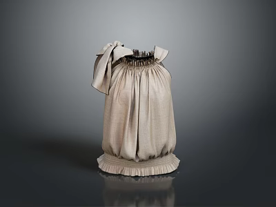 Beige Clothing Top With Bow Detail Ruched Design And Ruffle Hem 3d model