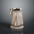 Beige Clothing Top With Bow Detail Ruched Design And Ruffle Hem