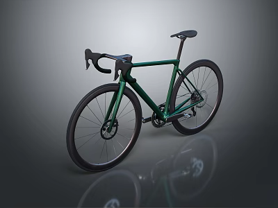 Sleek Green Road Bicycle With Modern Design Black Handlebars And Lightweight Frame 3d model