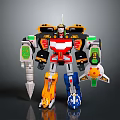 Multicolored Robot Action Figure With Mechanical Arms Spike Weapon And Wing Structure 3d model