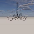 Modern Black Metal Chandelier Featuring Spherical Lamps And Interwoven Lines