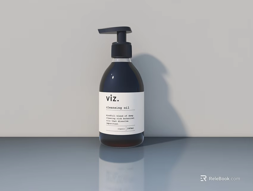 Black Viz Handwash Gel Bottle On Gray Countertop With Light Wall Background 3d model 