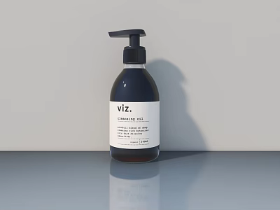 Black Viz Handwash Gel Bottle On Gray Countertop With Light Wall Background 3d model