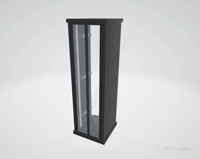 Sturdy Black Computer Server Rack Featuring Glass Front Door And Modern Design 3d model 