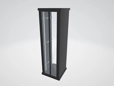 Sturdy Black Computer Server Rack Featuring Glass Front Door And Modern Design 3d model