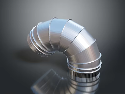 Stylish Modern Lighting Combination With Curved Metallic Silver Design And Reflective Finish For Indoor Decoration 3d model