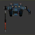 Standing Blue Mechanical Robot With Sci fi Weapon And Armor Design
