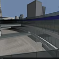Modern Commercial Street With Glass Facade Multi Level Design And Open Urban Space