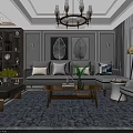 Modern Dining Living Room Interior With Gray Chairs Purple Flowers Chandelier And Marble Floor