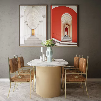 Modern Dining Table and Chair 3d model