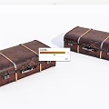 Two Vintage Brown Leather Suitcases with Metal Buckles and Straps on White Background