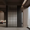 Modern Entrance Hallway Interior Design With Glass Grid Partition And Light Shadow Effects