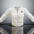 Stylish White Jacket Design With Front Zipper And Circular Logo Details 3d model