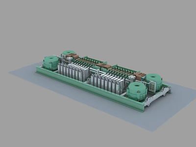 Industrial Processing Equipment With Green Frame And Silver Metal Mechanical Components 3d model