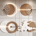 Modern Wall Decor With Circular Textured Designs And Warm Lighting Rings In Neutral Tones 3d model